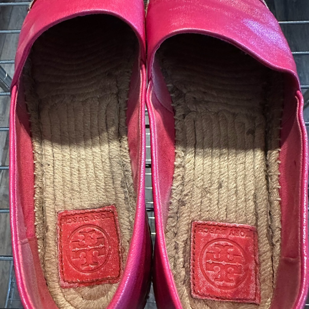 Tory Burch Women's Red Leather Espadrille Flats